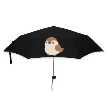 Rundlicher Spatz - Regenschirm (klein) - Schwarz - Vorne