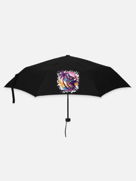 Eule Sommer Urlaub - Regenschirm (klein) - Schwarz
