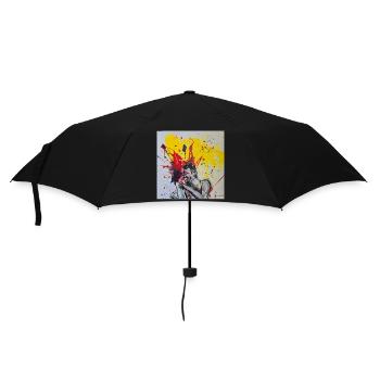 Farbexplosion eines Rock-Sängers - Regenschirm (klein) - Schwarz - Vorne