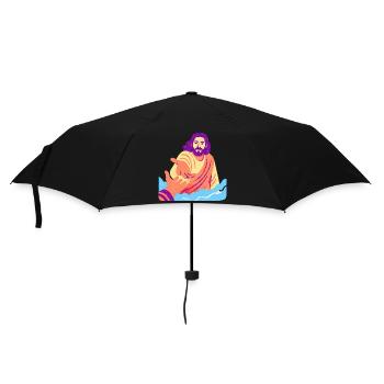 Jesus – Retro Pop Art - Regenschirm (klein) - Schwarz - Vorne