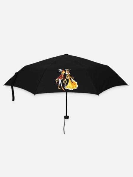 Landshuter T Shirt Hochzeit Pärchen - Regenschirm (klein) - Schwarz