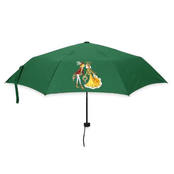 Landshuter T Shirt Hochzeit Pärchen - Regenschirm (klein) - Flaschengrün - Vorne