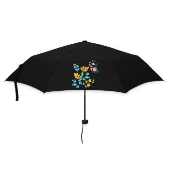 Yellow and Pink FLOWERS - Umbrella (small) - black - Front
