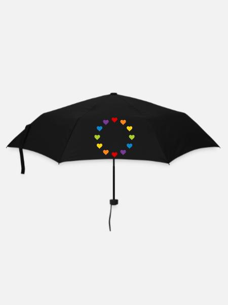 LGBT Gay Pride Herzen Regenbogen Europa Flagge EU - Regenschirm (klein) - Schwarz