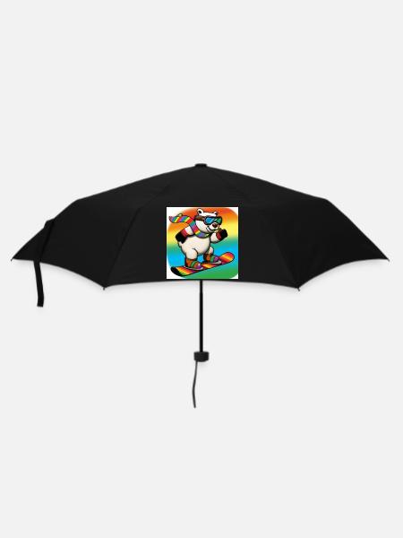 Cool Polar Bear Rides Snowboard V3 Gift - Umbrella (small) - black