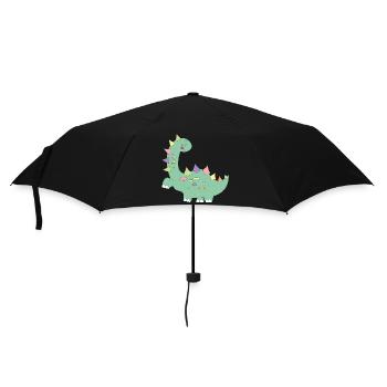little green dinosaur with colorful dots - Umbrella (small) - black - Front
