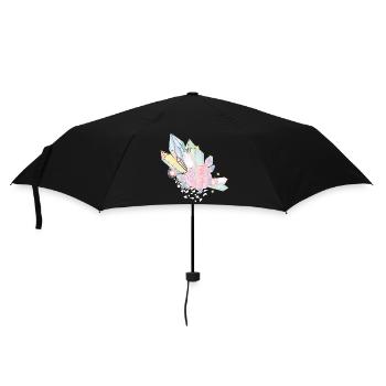 iridescent crystals with elven wings and rose - Umbrella (small) - black - Front