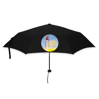 Campener Leuchtturm - Regenschirm (klein) - Schwarz - Vorne