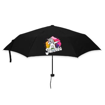 JANNES - Beau nom de garçon avec licorne cool - Parapluie standard - noir - Devant