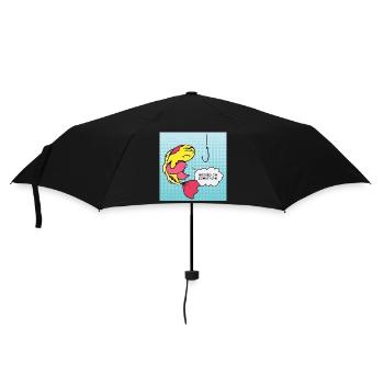 Pop Art Fish Hooked Humor - Umbrella (small) - black - Front