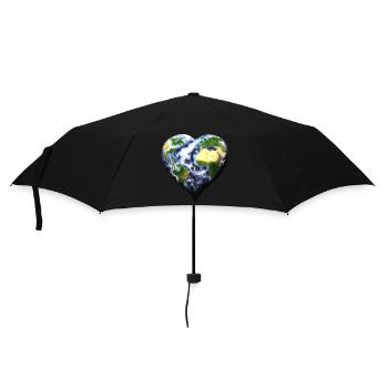 Earth Heart Heart Heart Gift Idea Planet Love - Umbrella (small) - black - Front