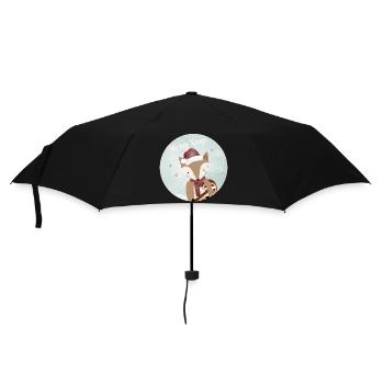 golden fox for Christmas with candy cane - Umbrella (small) - black - Front