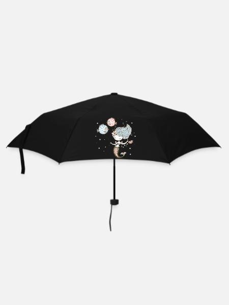 Ocean mermaid dances with fish balloons - Umbrella (small) - black