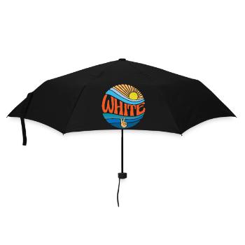 Weißes Hemd Vintage Sonnenuntergang Weiß Groovy Batikfarbe - Regenschirm (klein) - Schwarz - Vorne