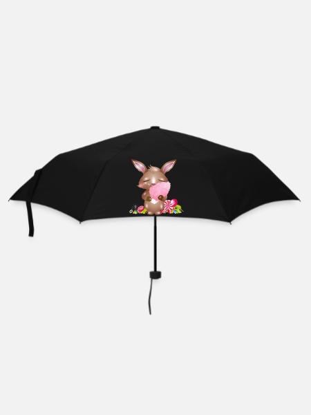 cute bunny with cotton candy & candy - Umbrella (small) - black