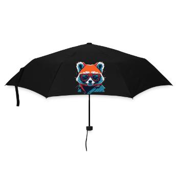 Fierce and Fiery: Retro Red Panda T-Shirt - Umbrella (small) - black - Front