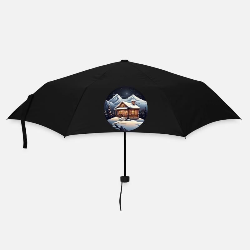 Chalet enneigé - Parapluie standard - noir