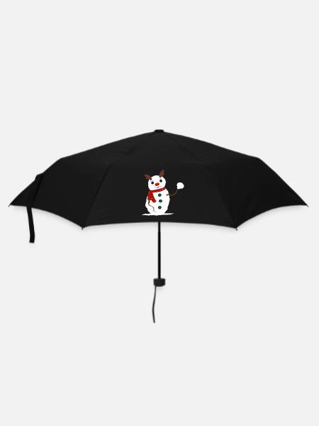 Schneemann-Rentier - Regenschirm (klein) - Schwarz
