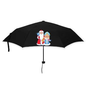 Ded Moroz Snegurotschka russischer Weihnachtsmann - Regenschirm (klein) - Schwarz - Vorne