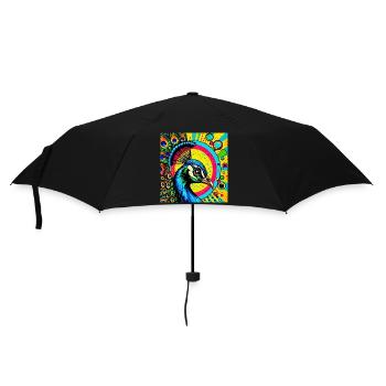 Pfau Pop Art - Regenschirm (klein) - Schwarz - Vorne