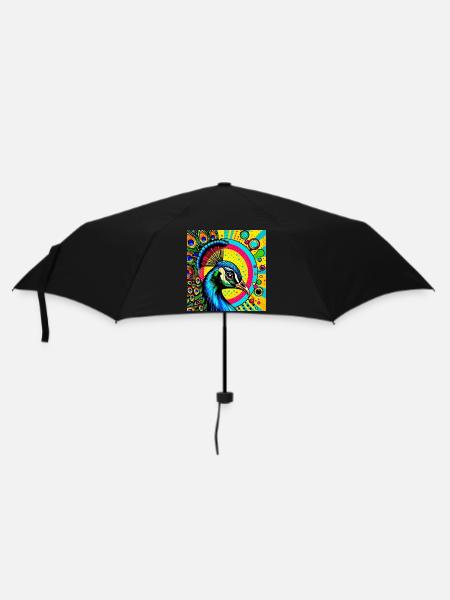 Pfau Pop Art - Regenschirm (klein) - Schwarz