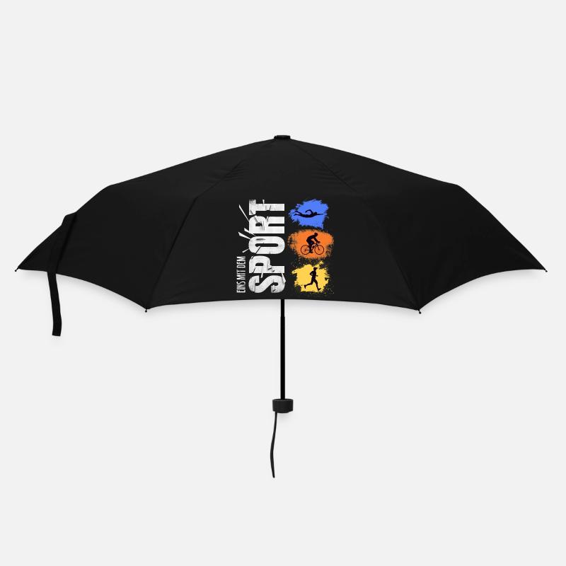 Eins mit dem Sport - Triathlon - Regenschirm (klein) - Schwarz