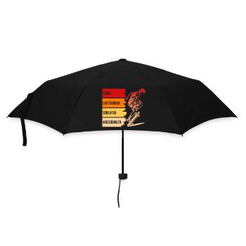 Essen, Skateboard, Schlafen, Wiederholen - Regenschirm (klein) - Schwarz - Vorne