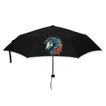 Pferd - Regenschirm (klein) - Schwarz - Vorne