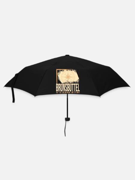 Brunsbüttel Koordinaten - Regenschirm (klein) - Schwarz