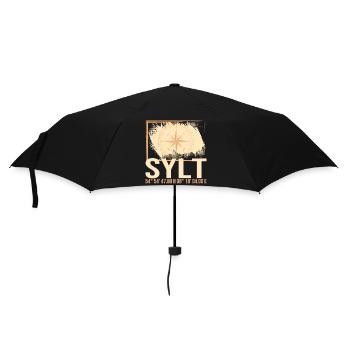 Sylt Koordinaten - Regenschirm (klein) - Schwarz - Vorne