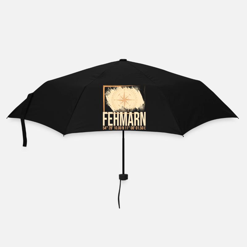 Fehmarn Koordinaten - Regenschirm (klein) - Schwarz