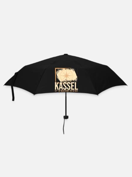 Kassel Koordinaten - Regenschirm (klein) - Schwarz