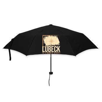 Lübeck Koordinaten - Regenschirm (klein) - Schwarz - Vorne
