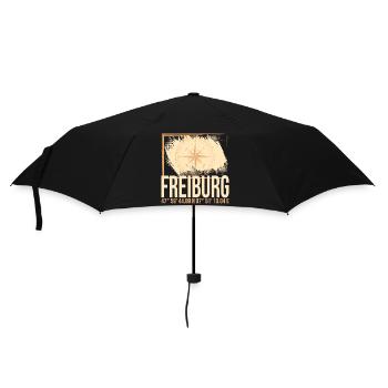 Freiburg Koordinaten - Regenschirm (klein) - Schwarz - Vorne