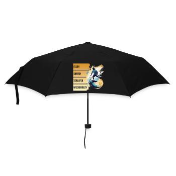 Essen - Surfen - Schlafen - Wiederholen - Regenschirm (klein) - Schwarz - Vorne