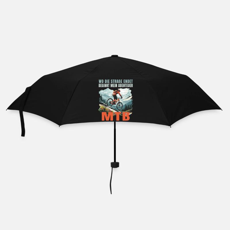 MTB: Wo die Straße endet beginnt mein Abenteuer - Regenschirm (klein) - Schwarz