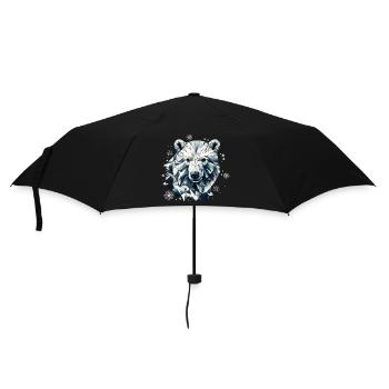 Geometric Polar Bear Head - Polygons Motif - Umbrella (small) - black - Front