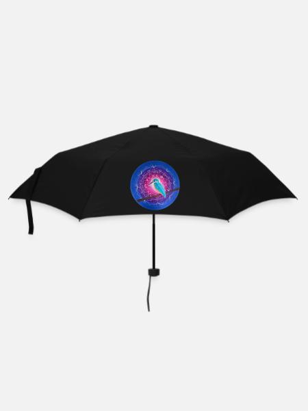 Mystical Kingfisher with Mandala - Umbrella (small) - black