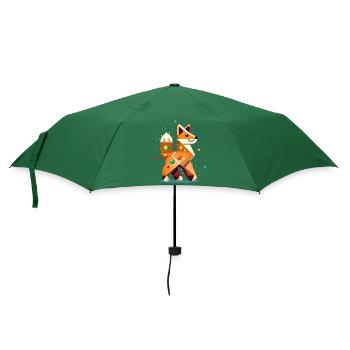 Fuchs im Lebkuchen Stil– Kreatives Weihnachtsmotiv - Regenschirm (klein) - Flaschengrün - Vorne