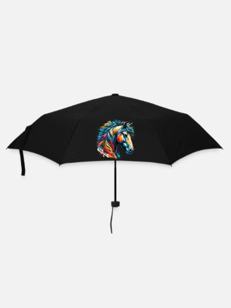 Pferd - Regenschirm (klein) - Schwarz