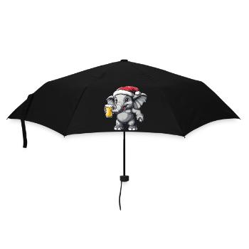 Elephant Christmas Beer Funny - Umbrella (small) - black - Front