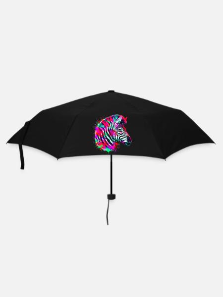 Zebra - Regenschirm (klein) - Schwarz