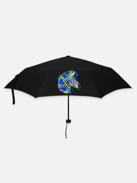Zebra - Regenschirm (klein) - Schwarz