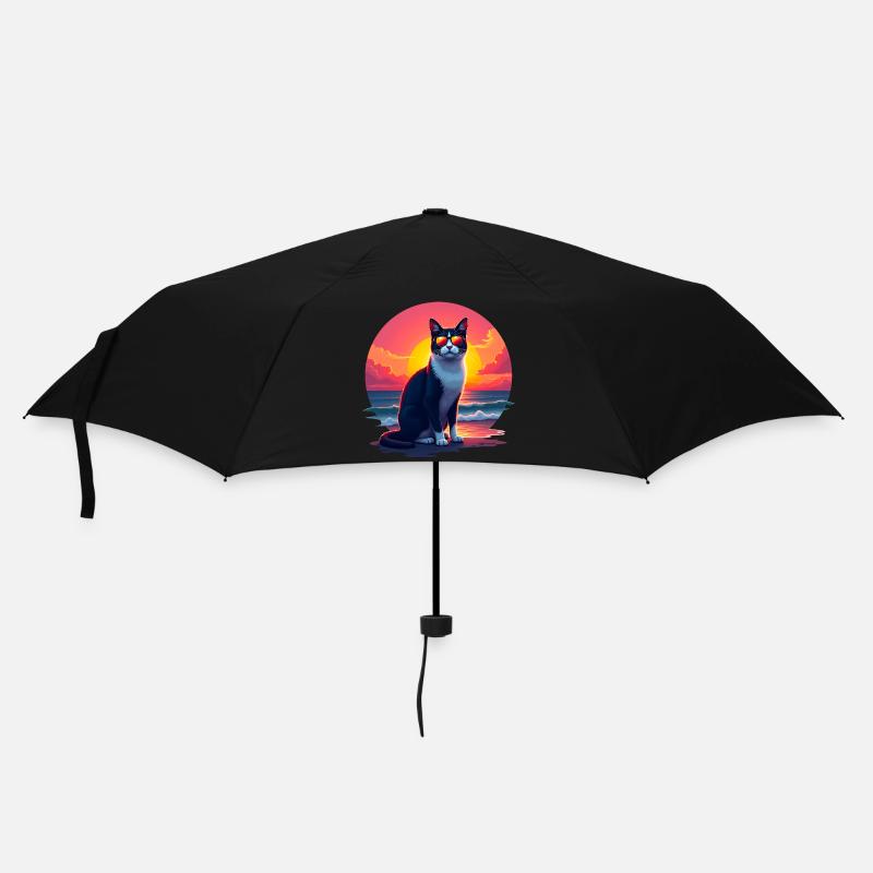 Cat on the beach - Umbrella (small) - black