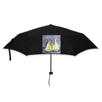 Farbenfroher Segelboot-Motiv im Expressionismus - Regenschirm (klein) - Schwarz - Vorne