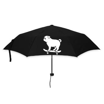 Minimalist Pug Skateboarder Cat - Umbrella (small) - black - Front