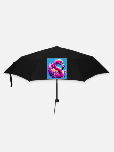 Flamingo - Regenschirm (klein) - Schwarz