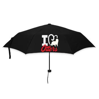 I Heart Otters Sea Otter Cartoon - Umbrella (small) - black - Front