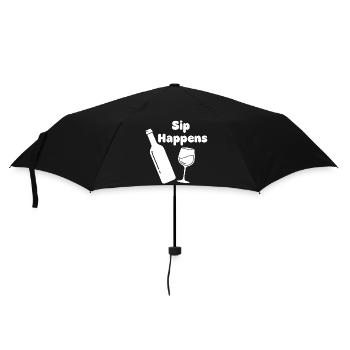 Sip Happens Weinflasche Glas - Regenschirm (klein) - Schwarz - Vorne