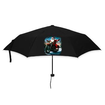 Motorradfahrer Weihnachten - Regenschirm (klein) - Schwarz - Vorne